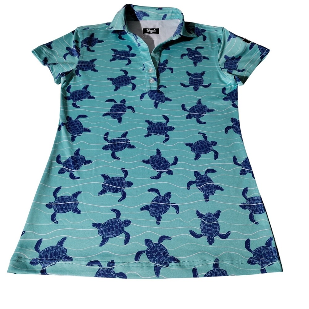 Waggle Shirt, Women's Sz XS Turtles Short Sleeve